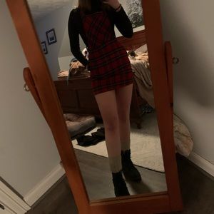 overall plaid skirt